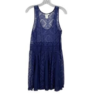 Anthropologie by ELOISE Navy Blue Lace Mini Dress-Medium